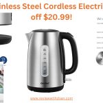 COMFEE' Stainless Steel Cordless Electric Kettle.-16% off $20.99!