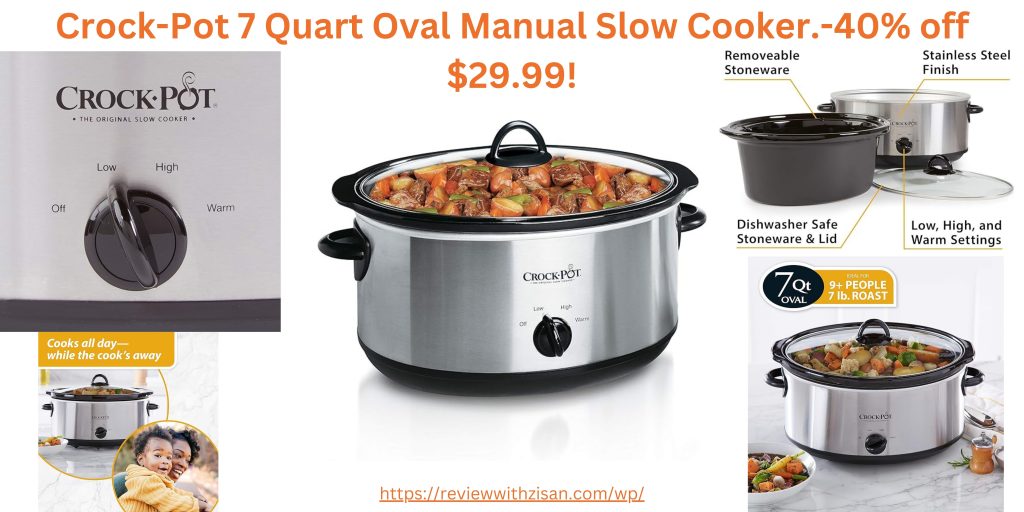 Crock-Pot 7 Quart Oval Manual Slow Cooker.-40% off $29.99!