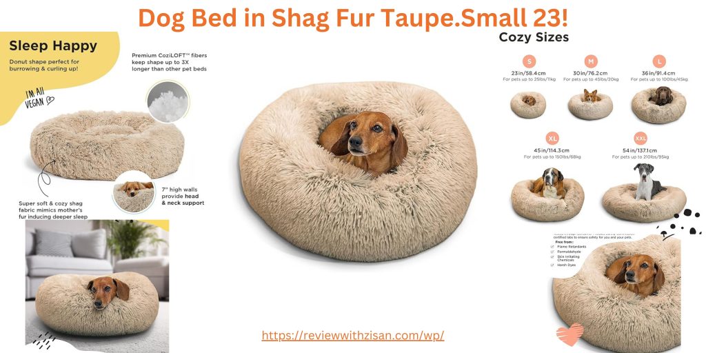 Dog Bed in Shag Fur Taupe