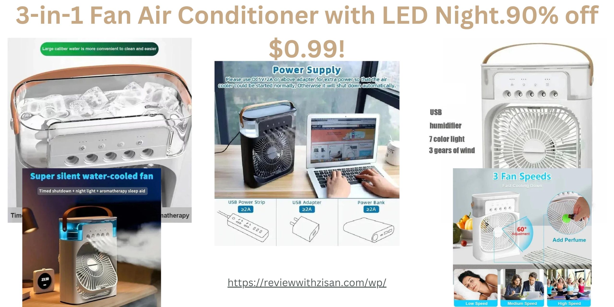 3-in-1 Fan Air Conditioner with LED Night.